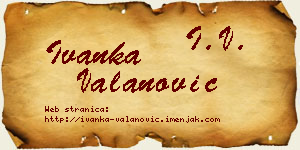 Ivanka Valanović vizit kartica